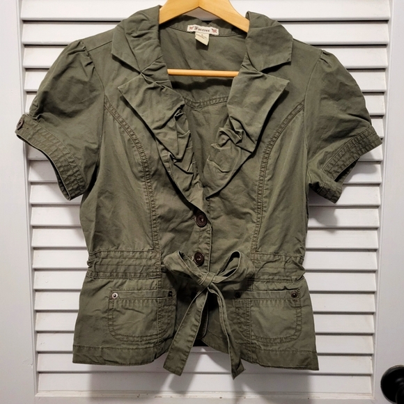 Forever 21 Tops - Forever 21 Women's Blouse Jacket Medium Oive Green Like New
